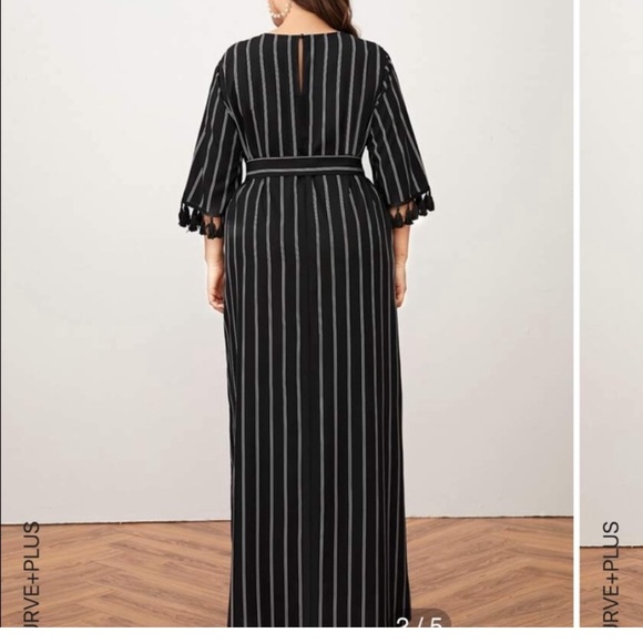 ✨LAST CHANCE✨ Black and white striped dress with tassels - Picture 2 of 5